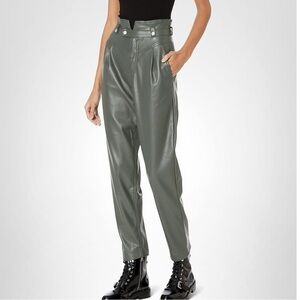 BlankNYC | Faux Leather Olive Green, High Waisted, Paper Bag Pants, Size 25, NWT